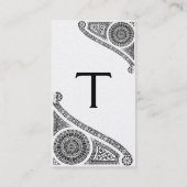 RENAISSANCE Monogramm Platin-Metallic-Papier Visitenkarte (Rückseite)