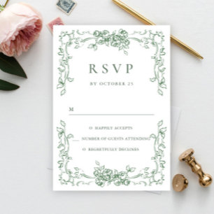 Renaissance-Ornamentale Blumen-Hochzeit in Salbeig RSVP Karte