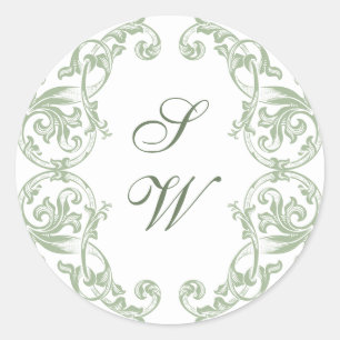 Renaissance-Ornamentale Blumen Hochzeit in Salbeig Runder Aufkleber