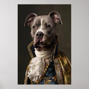 Renaissance-Pitbull-Porträt, königliche Hundekunst Poster