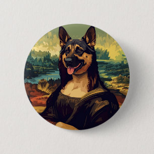 Renaissance-Porträt-inspirierte Deutsche-Schaferhu Button