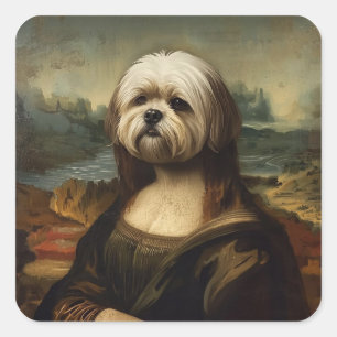 Renaissance-Porträt-inspirierte maltesische Kunst Quadratischer Aufkleber