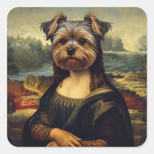 Renaissance-Porträt-inspirierter Yorkshire Terrier Quadratischer Aufkleber