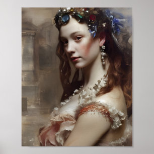 Renaissance Princess AI generierte Fantasiekunst Poster