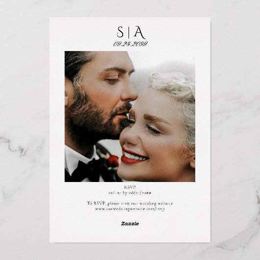 Renaissance Regency Verziert Bow Black Foto Weddin Folieneinladung (Rückseite)