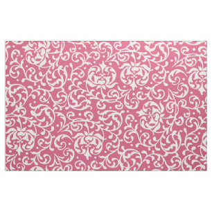 Renaissance-rosa und weißer Blumendamast Stoff