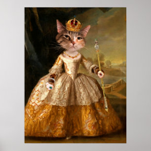 Renaissance Royal Pet Portrait Painting by Milly M Poster