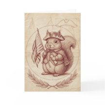 Renaissance Sanguine Patriotic Squirrel Card