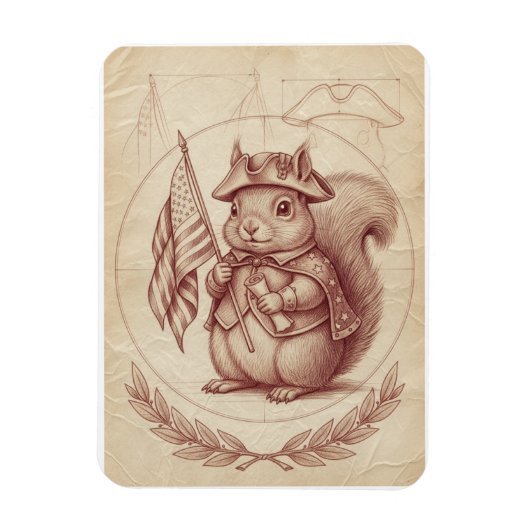Renaissance Sanguine Patriotic Squirrel Card Magnet (Vertikal)
