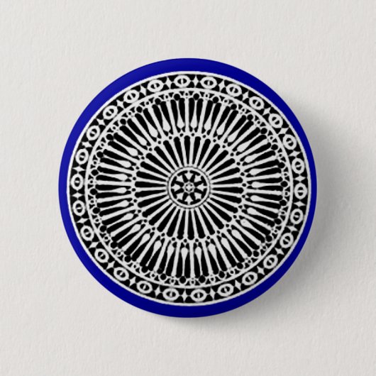 RENAISSANCE Schwarz-weiß Blaue Architektur Button (Vorderseite)