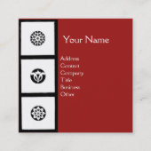 RENAISSANCE Schwarz-weiß Red Geometric Floral Quadratische Visitenkarte (Vorderseite)