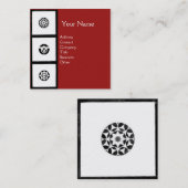 RENAISSANCE Schwarz-weiß Red Geometric Floral Quadratische Visitenkarte (Vorne/Hinten)