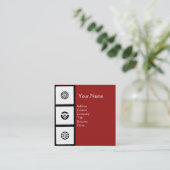 RENAISSANCE Schwarz-weiß Red Geometric Floral Quadratische Visitenkarte (Stehend Vorderseite)