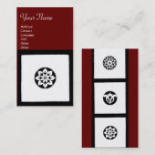 RENAISSANCE Schwarz-weiß Red Geometric Floral Visitenkarte (Vorne/Hinten)