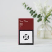 RENAISSANCE Schwarz-weiß Red Geometric Floral Visitenkarte (Stehend Vorderseite)