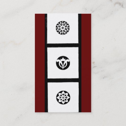 RENAISSANCE Schwarz-weiß Red Geometric Floral Visitenkarte (Rückseite)