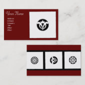 RENAISSANCE Schwarz-weiß Red Geometric Floral Visitenkarte (Vorne/Hinten)