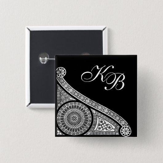 RENAISSANCE Schwarz-weiße Architektur Button (Vorne & Hinten)