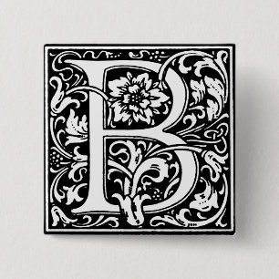 Renaissance-Stil Alphabet Buchstabe B - Anstecknad Button