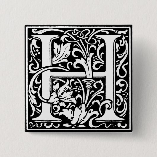 Renaissance-Stil Alphabet Buchstabe H - Stift Button (Vorderseite)