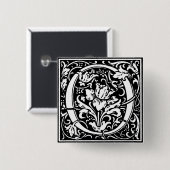 Renaissance-Stil Alphabet Buchstabe O - Anstecknad Button (Vorne & Hinten)