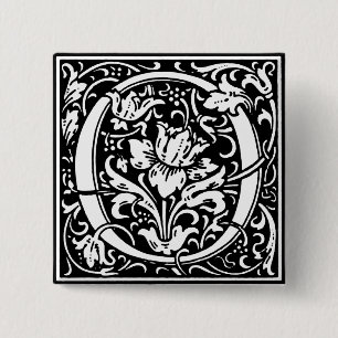 Renaissance-Stil Alphabet Buchstabe O - Anstecknad Button