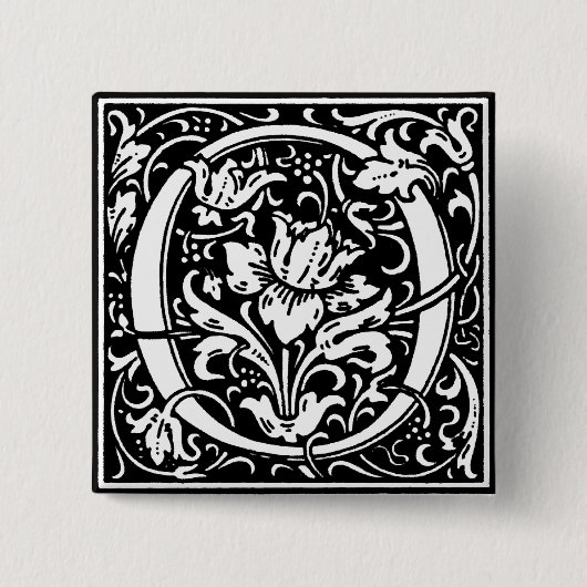Renaissance-Stil Alphabet Buchstabe O - Anstecknad Button (Vorderseite)