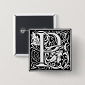 Renaissance-Stil Alphabet Buchstabe P - Stift Button (Vorne & Hinten)