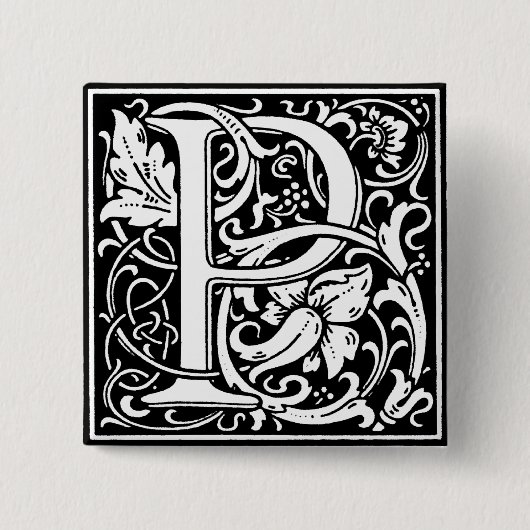 Renaissance-Stil Alphabet Buchstabe P - Stift Button (Vorderseite)