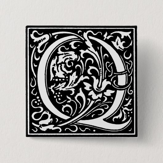 Renaissance-Stil Alphabet Buchstabe Q - Stift Button (Vorderseite)