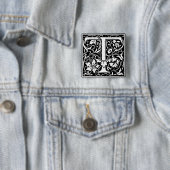 Renaissance-Stil Alphabet Buchstabe T - Anstecknad Button (Beispiel)