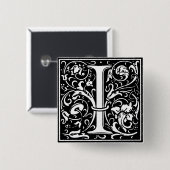 Renaissance-Stil Alphabet Letter I - Button (Vorne & Hinten)