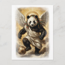Renaissance-Stil Panda-Spieler Fußball auf einem Feiertagspostkarte