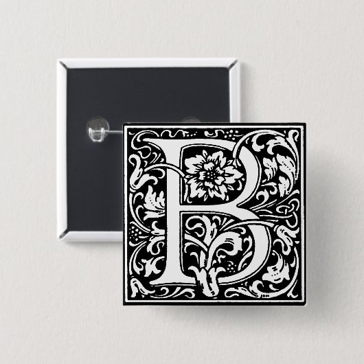 Renaissance Style Alphabet Letter B - Button (Vorne & Hinten)