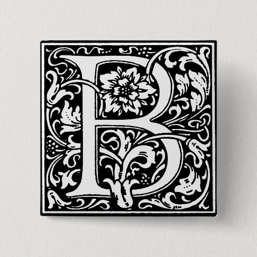 Renaissance Style Alphabet Letter B - Button (Vorderseite)