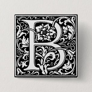 Renaissance Style Alphabet Letter B - Button