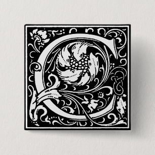 Renaissance Style Alphabet Letter C - Button
