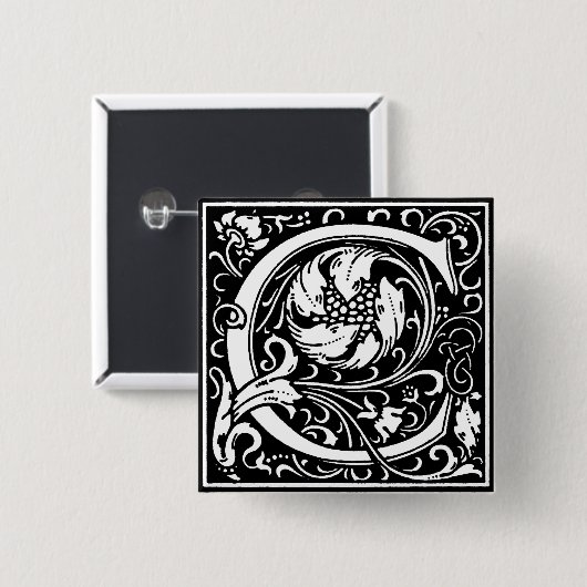 Renaissance Style Alphabet Letter C - Button (Vorne & Hinten)