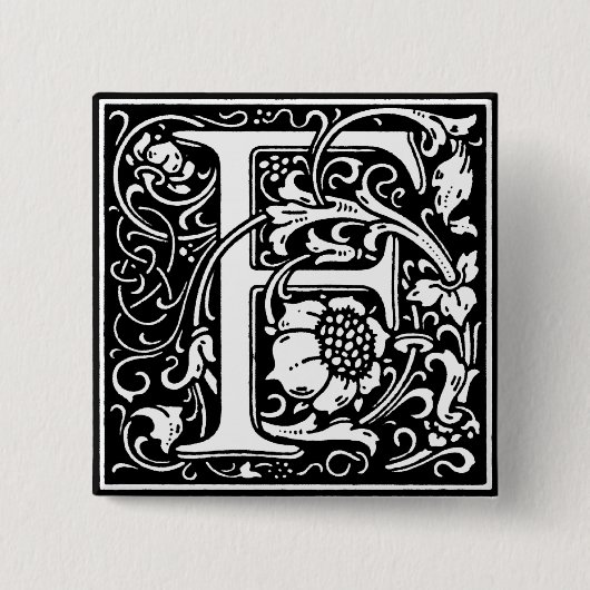 Renaissance Style Alphabet Letter F - Button (Vorderseite)