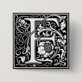 Renaissance Style Alphabet Letter F - Button