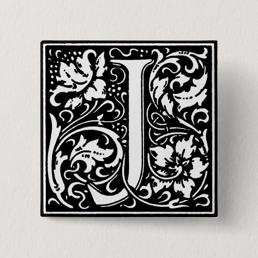 Renaissance Style Alphabet Letter J - Button (Vorderseite)