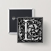 Renaissance Style Alphabet Letter L - Button (Vorne & Hinten)