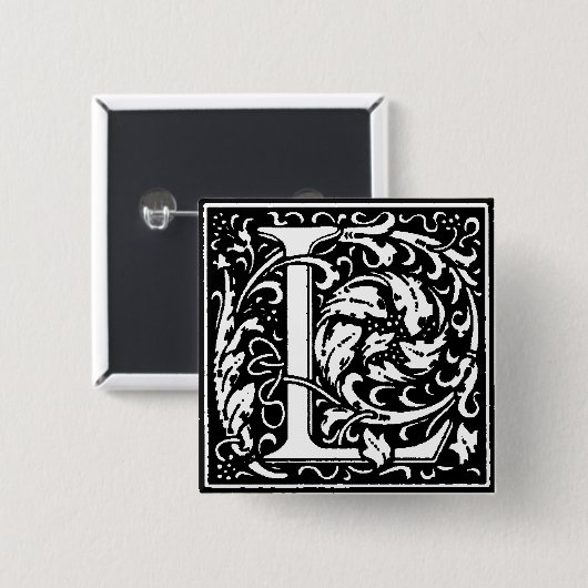 Renaissance Style Alphabet Letter L - Button (Vorne & Hinten)