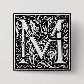 Renaissance Style Alphabet Letter M - Button (Vorderseite)