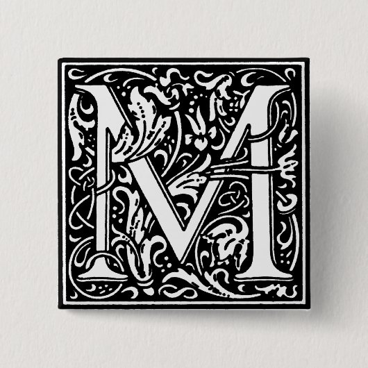Renaissance Style Alphabet Letter M - Button (Vorderseite)