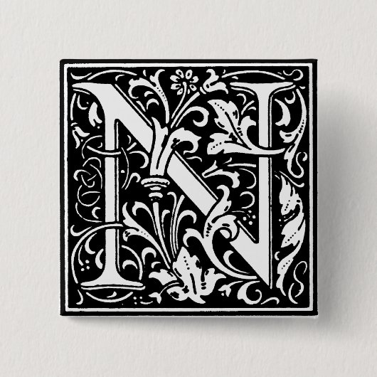 Renaissance Style Alphabet Letter N - Button (Vorderseite)
