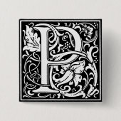 Renaissance Style Alphabet Letter P - Button (Vorderseite)