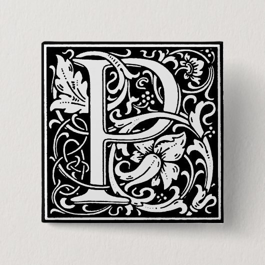 Renaissance Style Alphabet Letter P - Button (Vorderseite)