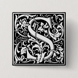 Renaissance Style Alphabet Letter S - Button