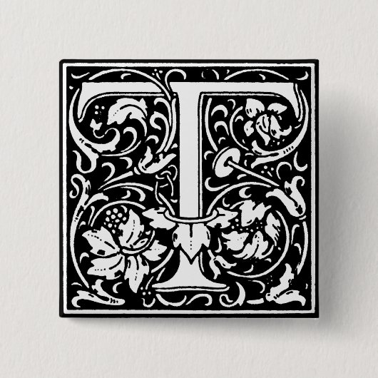 Renaissance Style Alphabet Letter T - Button (Vorderseite)